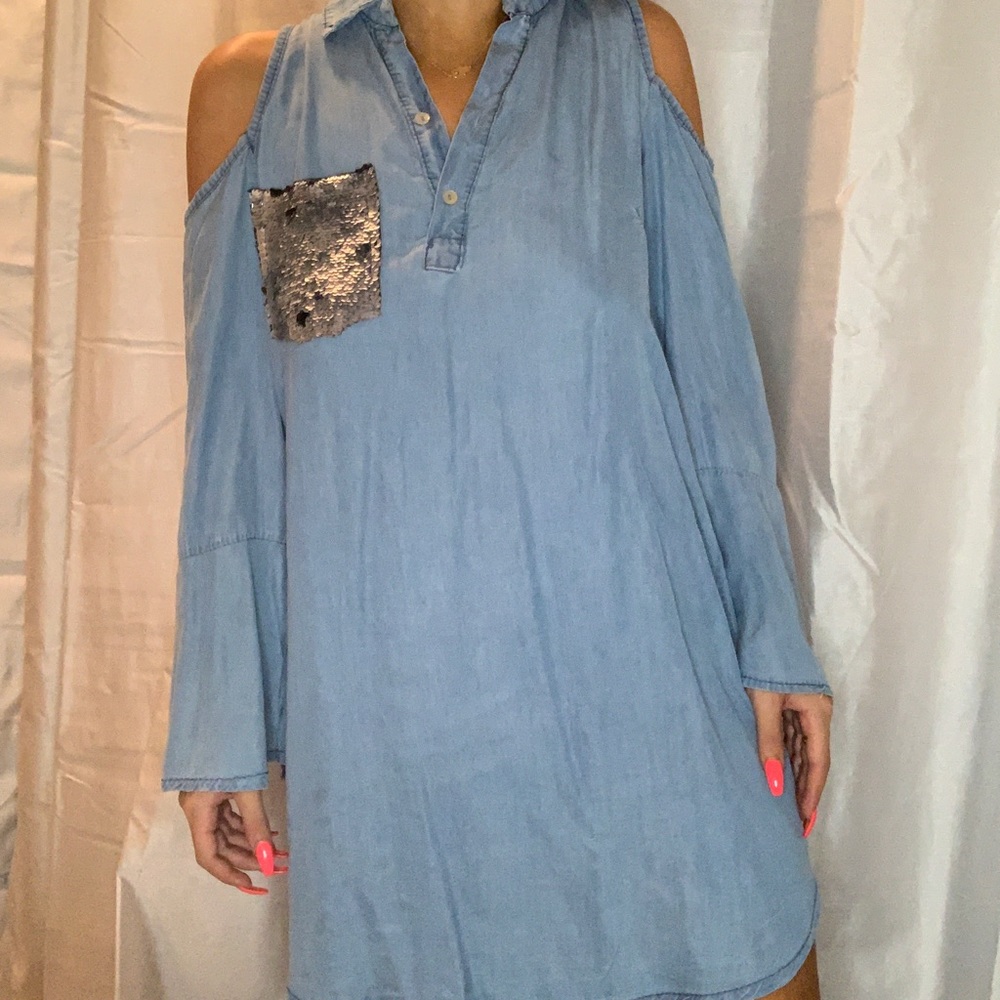 Boutique flowy denim dress
